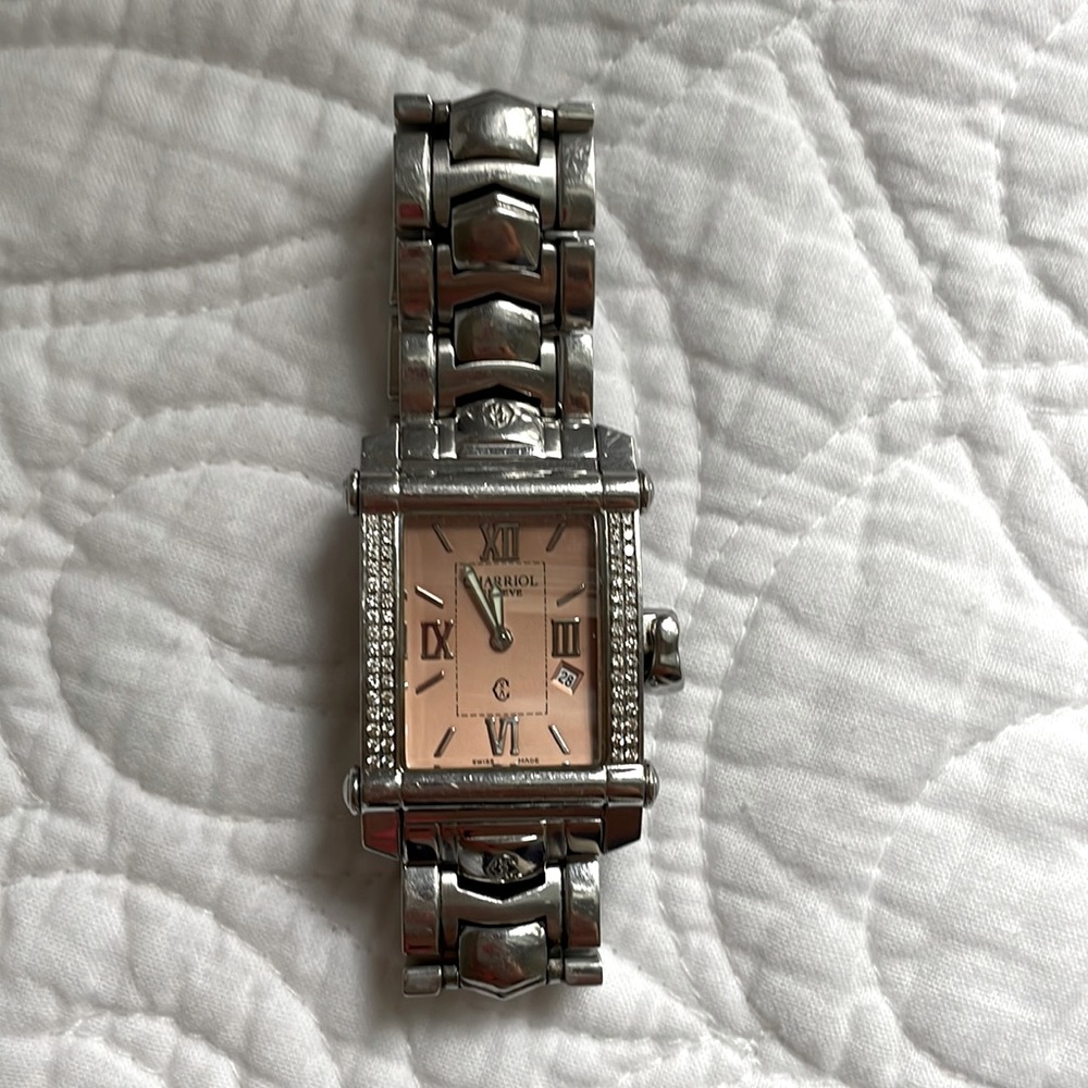 Philippe Charriol Colvmbvs Stainless steel watch with diamonds.